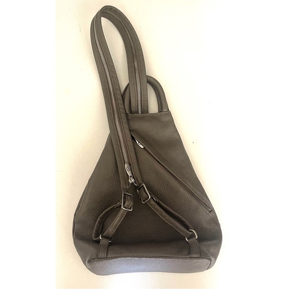 VALENTINA Genuine Leather Convertible Sling Backpack in Elephant Grey - Picture 6 of 12